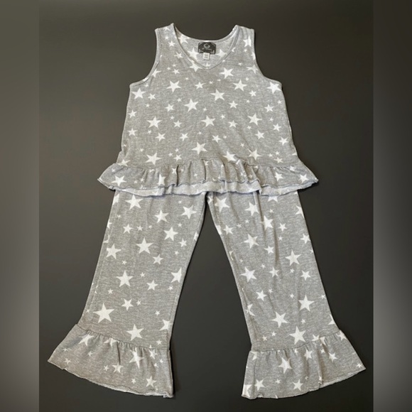 Pj Couture Other - PJ Couture Star Print Pajama Set – Women’s Size Large – Ruffle Hem Top & Pants